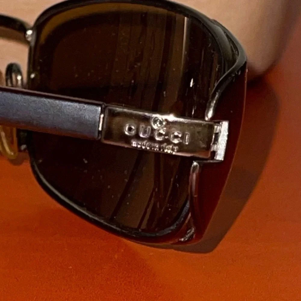 Authentic Gucci T5X Sunglasses VTG Blk Gunmetal Tom Ford Era Rectangular W/Case